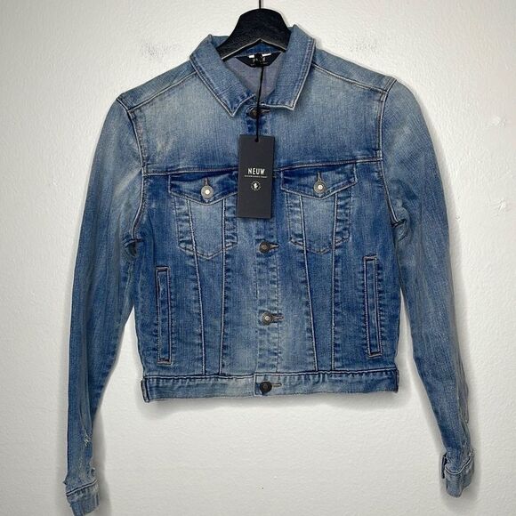 NEUW Distressed Denim Jacket Womens Size Small - Picture 1 of 13